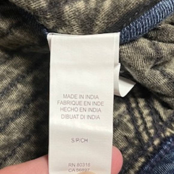 Lucky Brand Lucky Lotus Cotton Quilted Jacket Snap Front Washed Blue Small - Picture 5 of 13